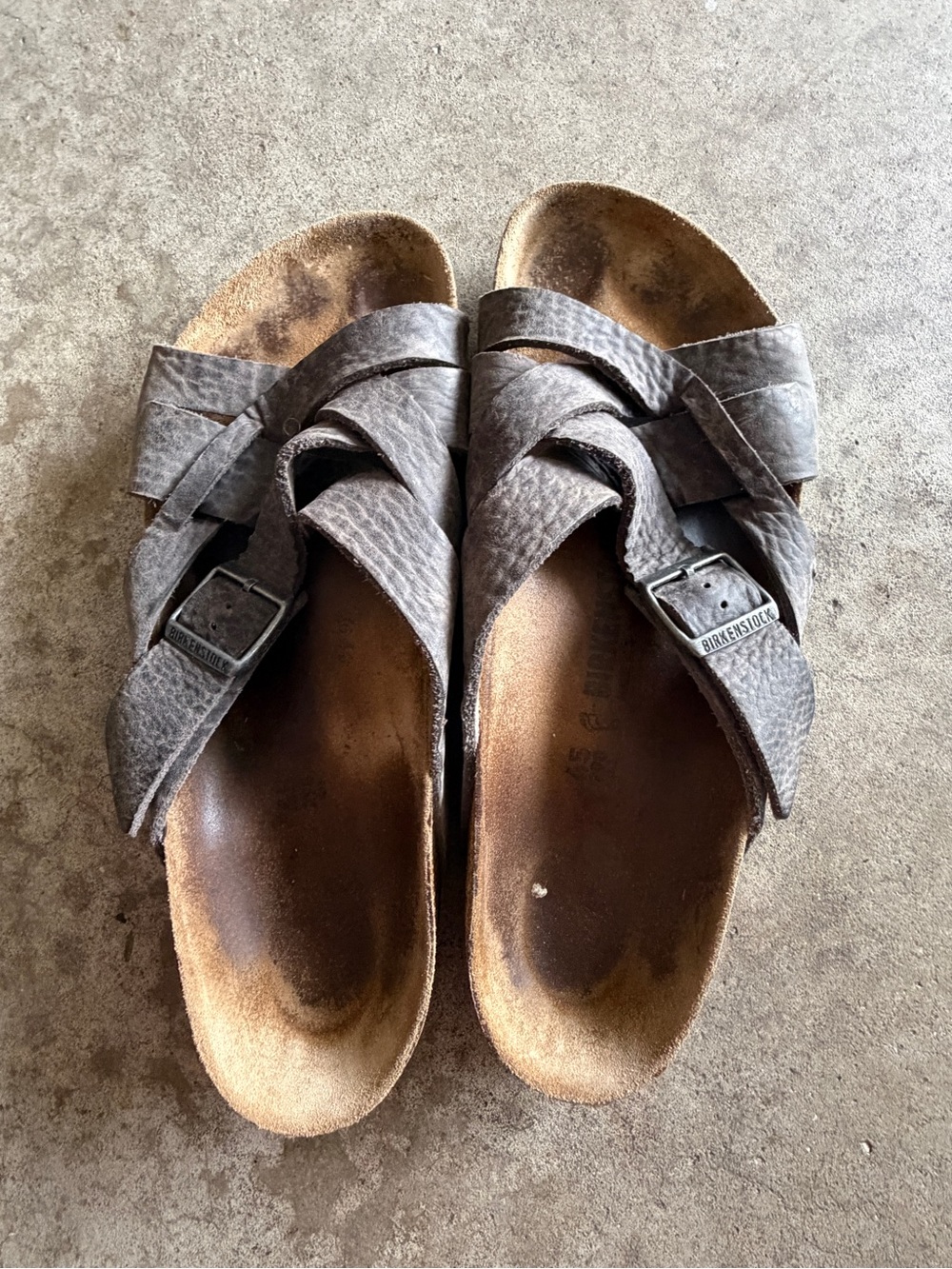 Birkenstock Men's Brown Crisscross Leather Sandals